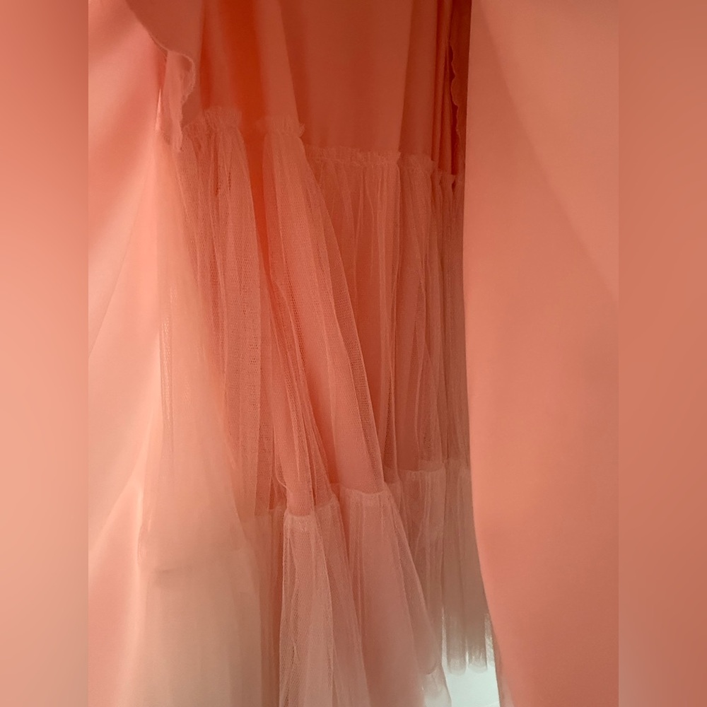 Satin Formal off the shoulder dress for girls, Light Pink Color - Picture 7 of 8